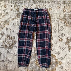 Abercrombie & Fitch Men’s Flannel Sleep Joggers in Navy Blue Plaid Size Small